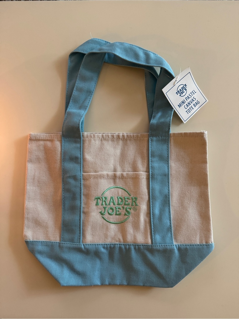 Trader Joe’s Pastel Mini Canvas Tote Bag - Blue
